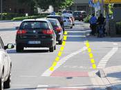 Bild 5: Der Radverkehr ist durch eine geänderte Radwegfurt auf die Fahrbahn zu leiten.